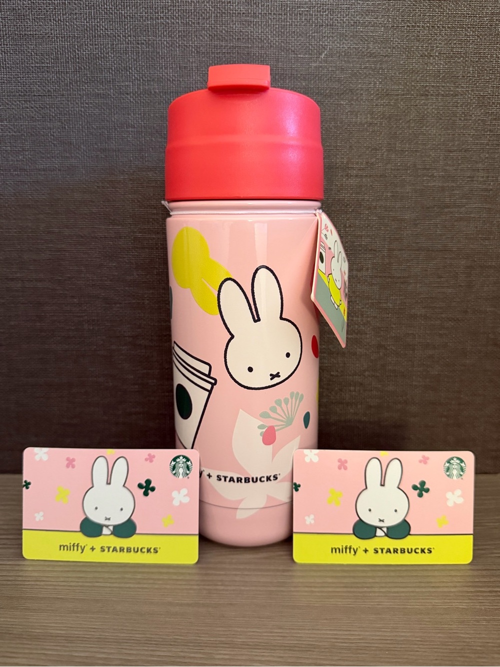 NEW MIFFY+STARBUCKS 18oz STAINLESS TUMBLER & 2 NEW RELOADABLE STARBUCKS CARDS